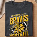 Iroquois Braves football design with Native American profile and football graphic.