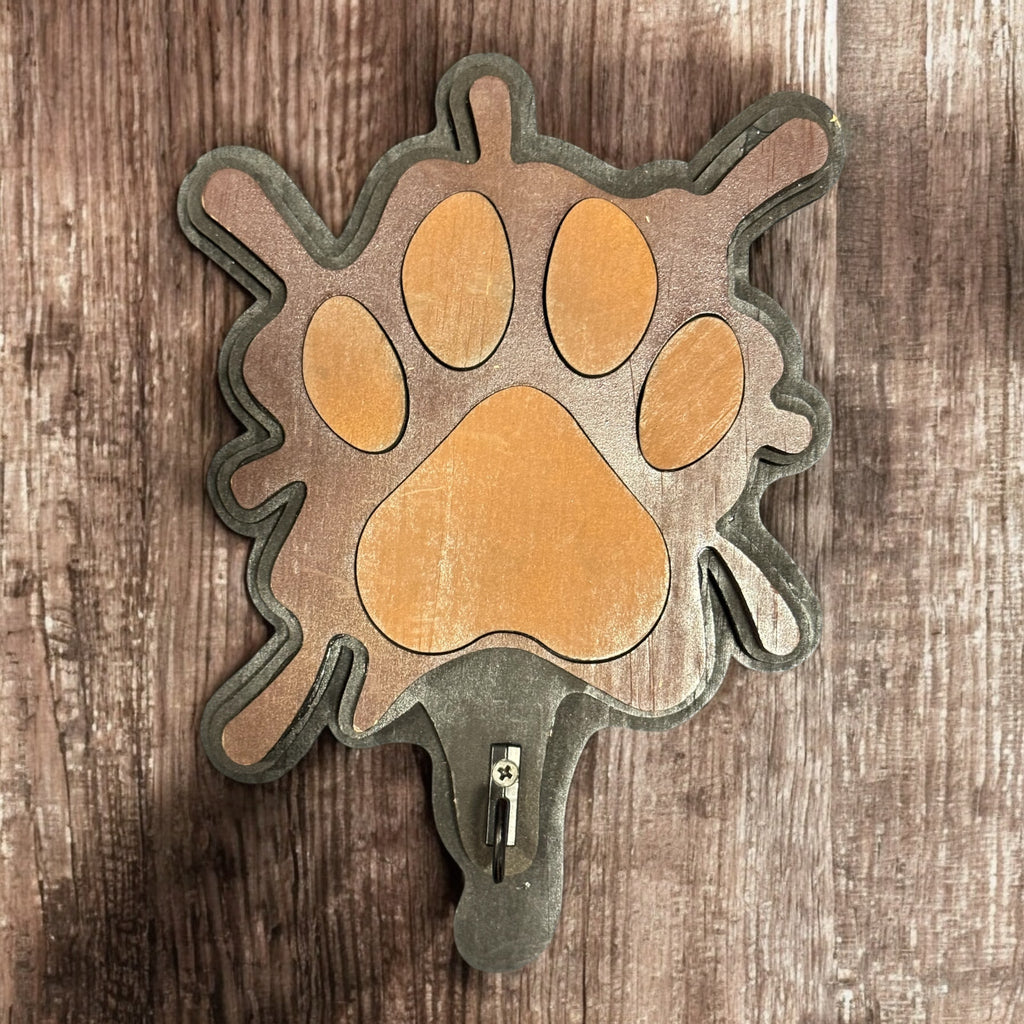 Paw Print Wooden Key Holder Wall Hook