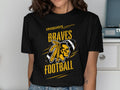 Black t-shirt with "Iroquois Braves Football" and a Native American chief graphic.